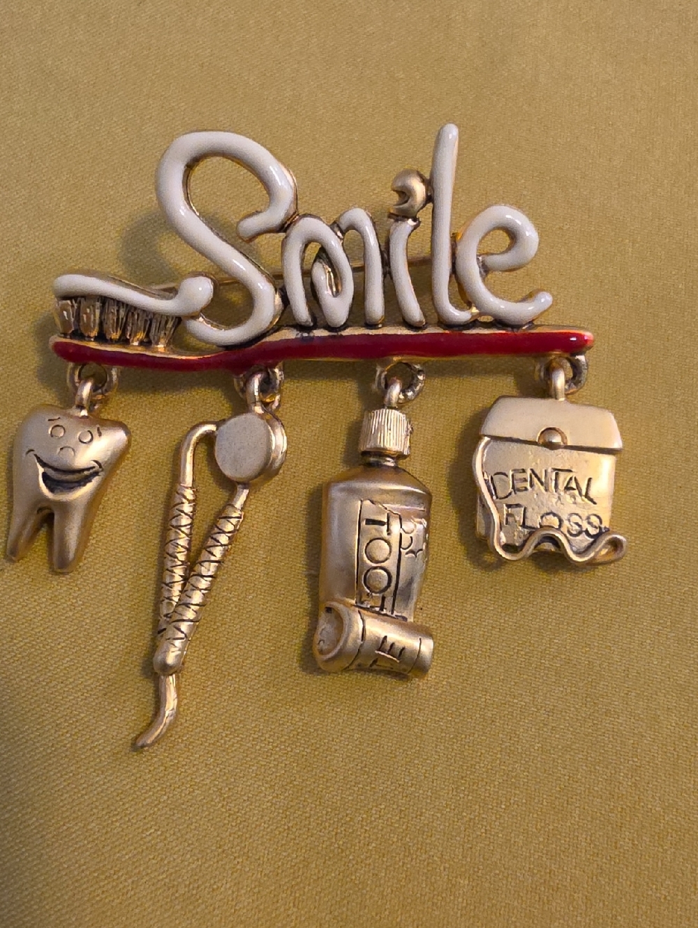 Vintage Danecraft Dentist or Dental Hygienist Themed Brooch